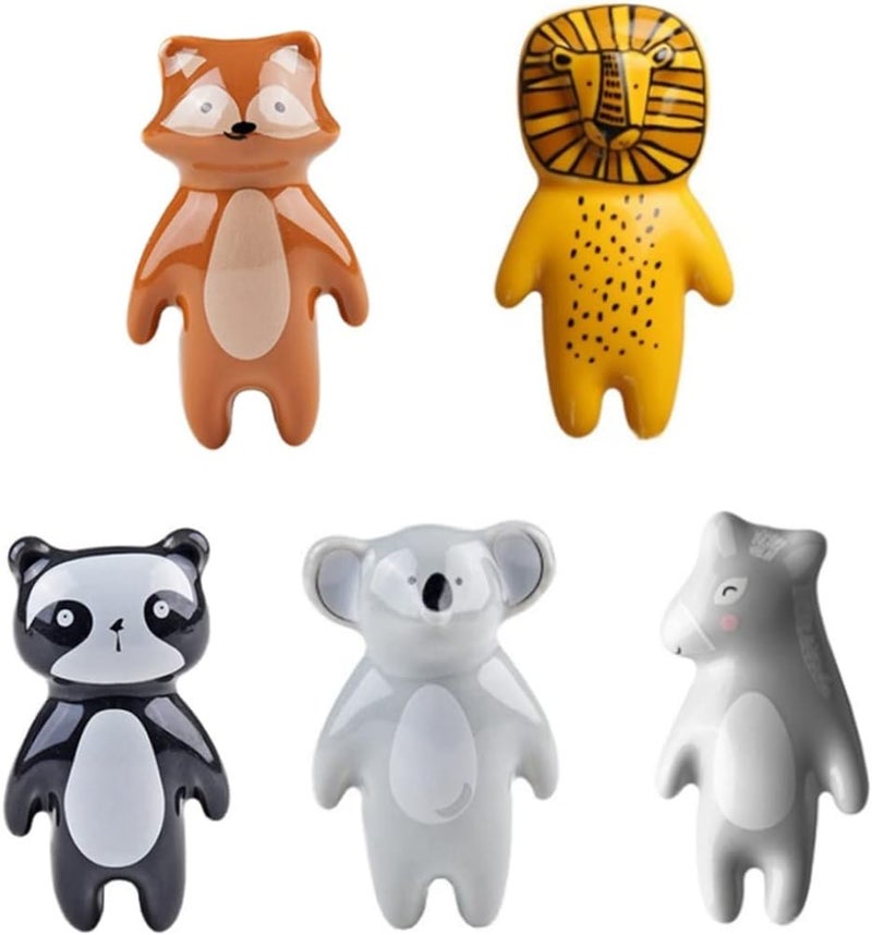 woobles Cute Animal Knobs Kids Handles Ceramic Knobs Kids Room Door Cabinet Knobs Lovely Cabinet Pulls Drawer Knobs for Kids, with Screws 5 Pcs - Image 1
